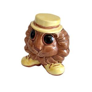 Vintage 1960's Relpo Ceramic Lion Planter-Big Eyes-Yellow Hat/Shoes-6901-Japan
